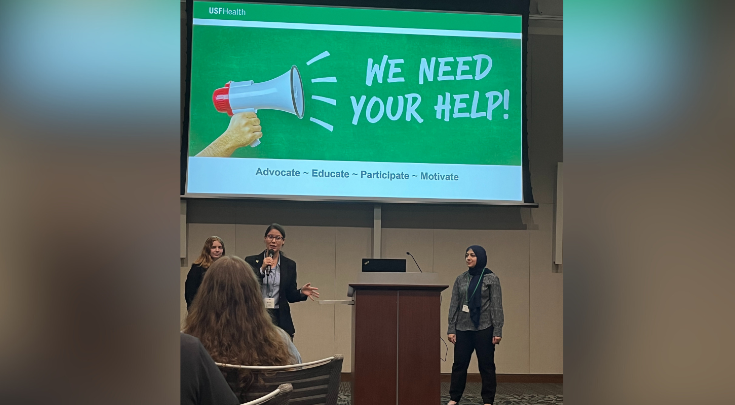 a group presenting a slideshow