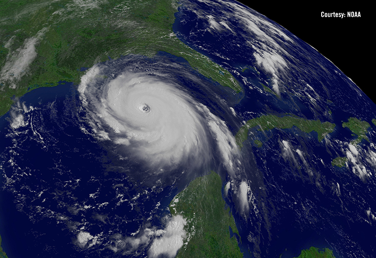 A photograph of a hurricane from space