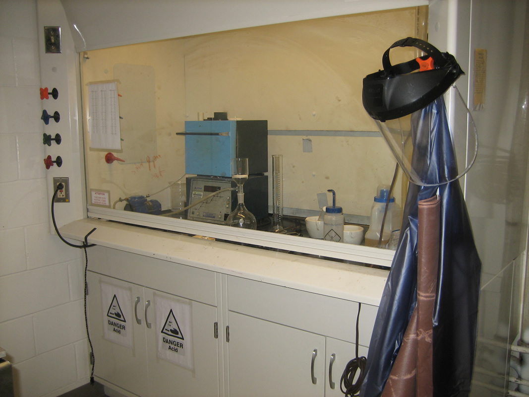 One of two fume hoods available at LAMSAT